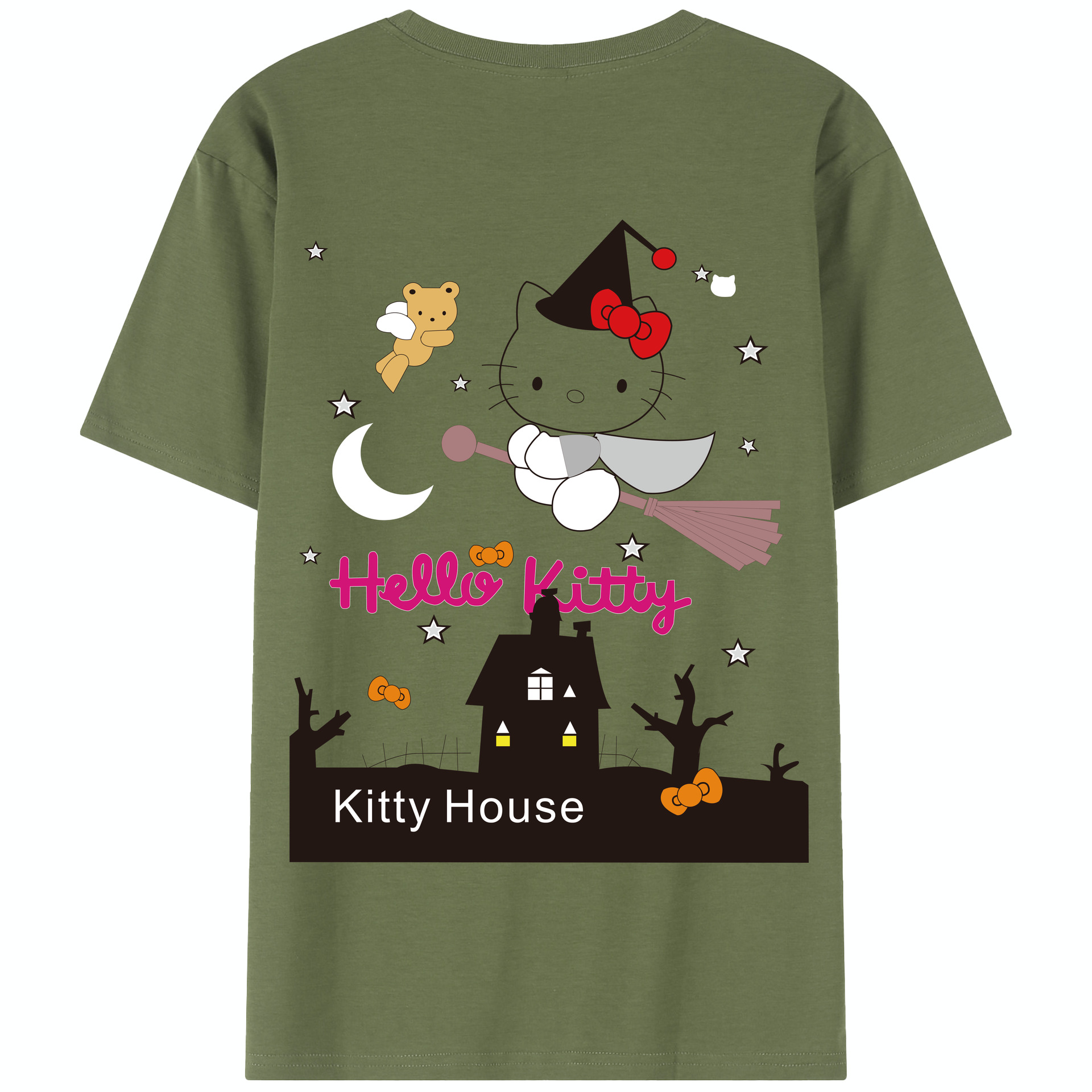 （画像用） Hello Kitty ハローキティ 綿100％半袖Tシャツ（背面プリント）